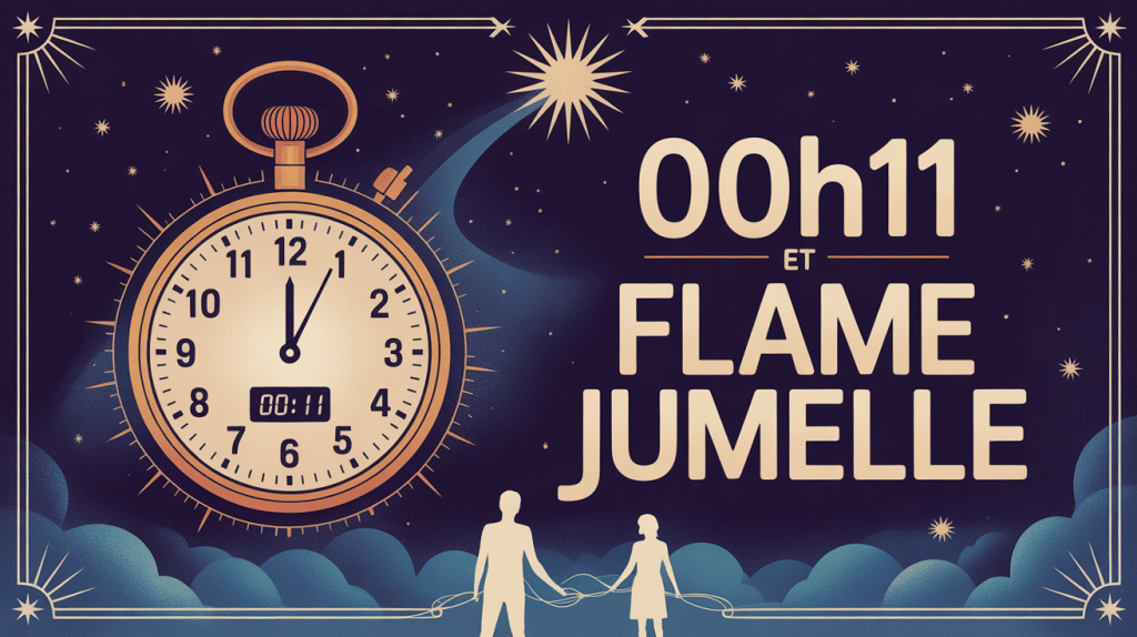 00h11 flamme jumelle illustration mystique horloge