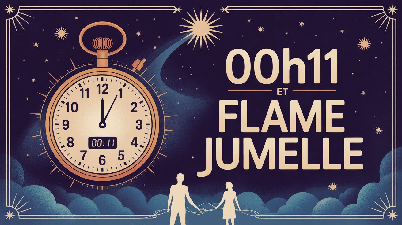 00h11 flamme jumelle illustration mystique horloge