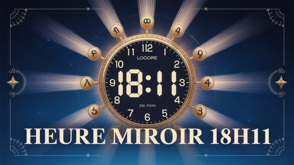 18h11 signification horloge digitale et symboles numérologiques dorés