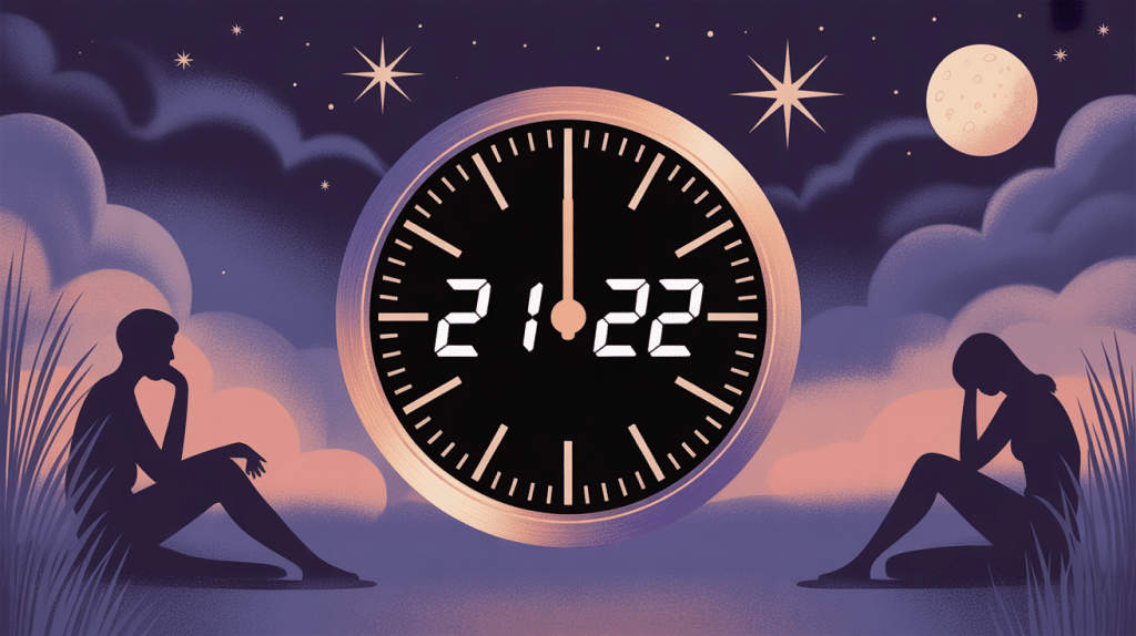 21h22 célibataire horloge digitale nuit silhouettes
