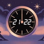 21h22 célibataire horloge digitale nuit silhouettes