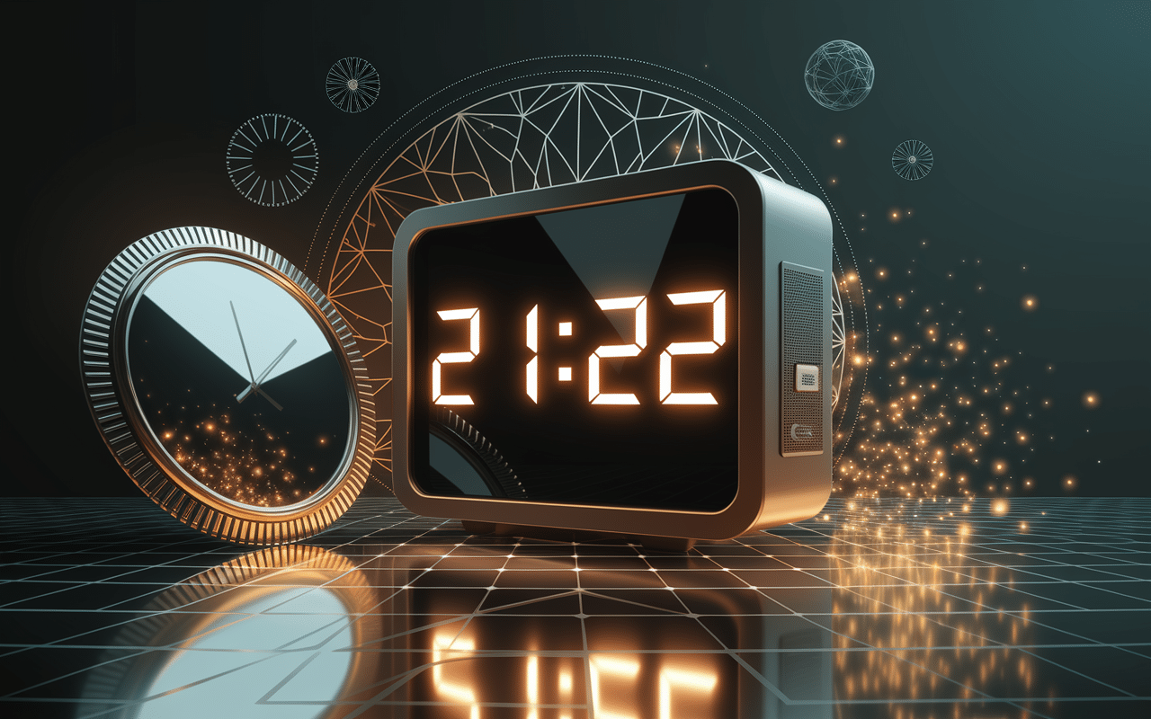 21h22 signification écran digital et motifs géométriques