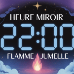 22h00 signification flamme jumelle sur horloge digitale et éléments spirituels