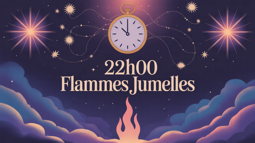 horloge 22h00 signification flamme jumelle illustration mystique