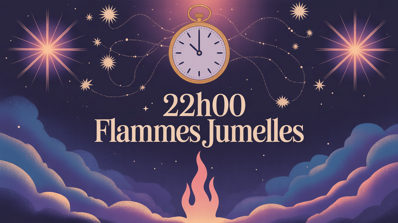 horloge 22h00 signification flamme jumelle illustration mystique