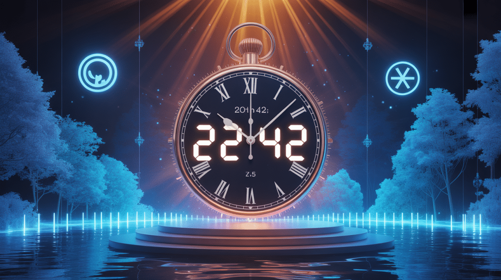 22h42 signification sur horloge numérique décor mystique
