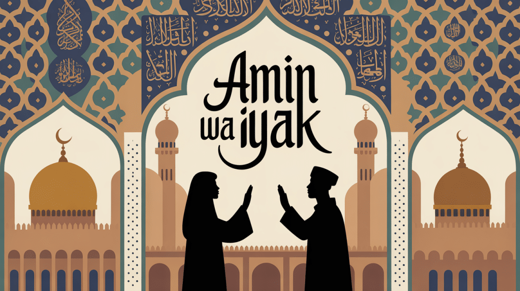 illustration amin wa iyak mosquée et calligraphie arabe