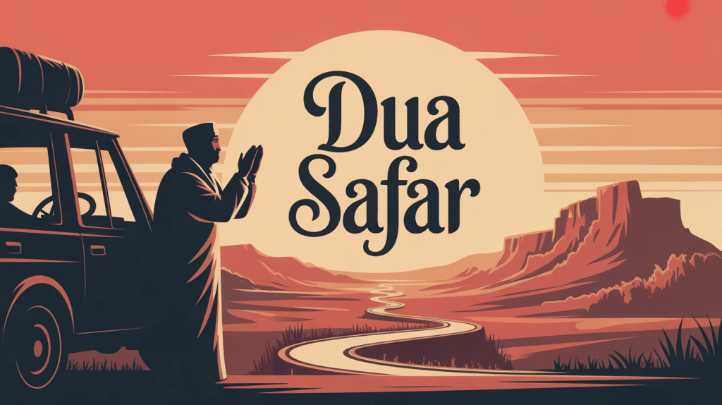 Illustration dua safar prière voyageur musulman