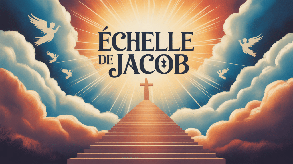 Illustration mystique blog echelle de Jacob avec anges et titre