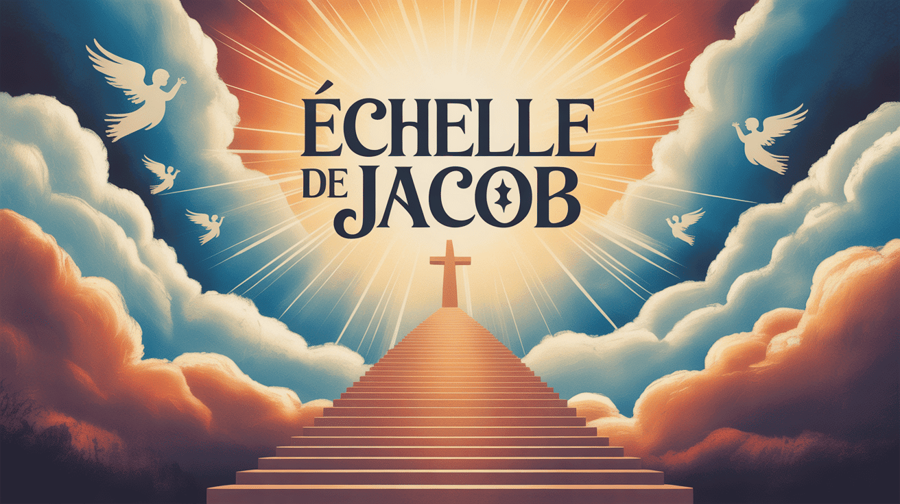 Illustration mystique blog echelle de Jacob avec anges et titre