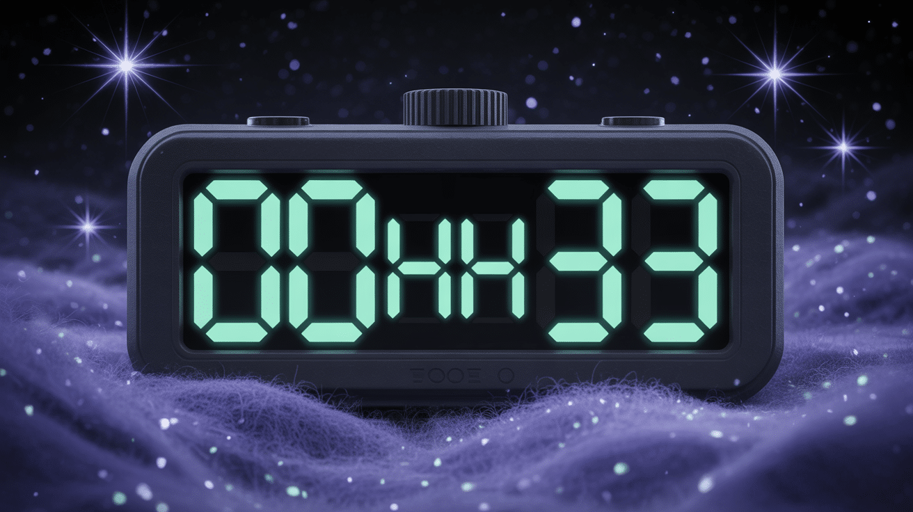 00h33 horloge digitale ambiance mystique nocturne