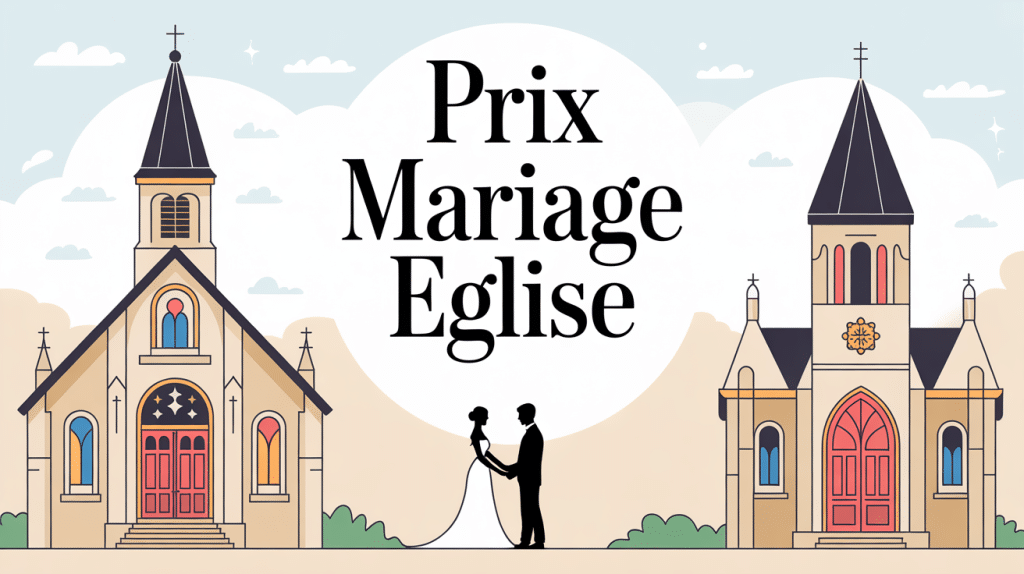 prix eglise mariage illustration couple devant eglise