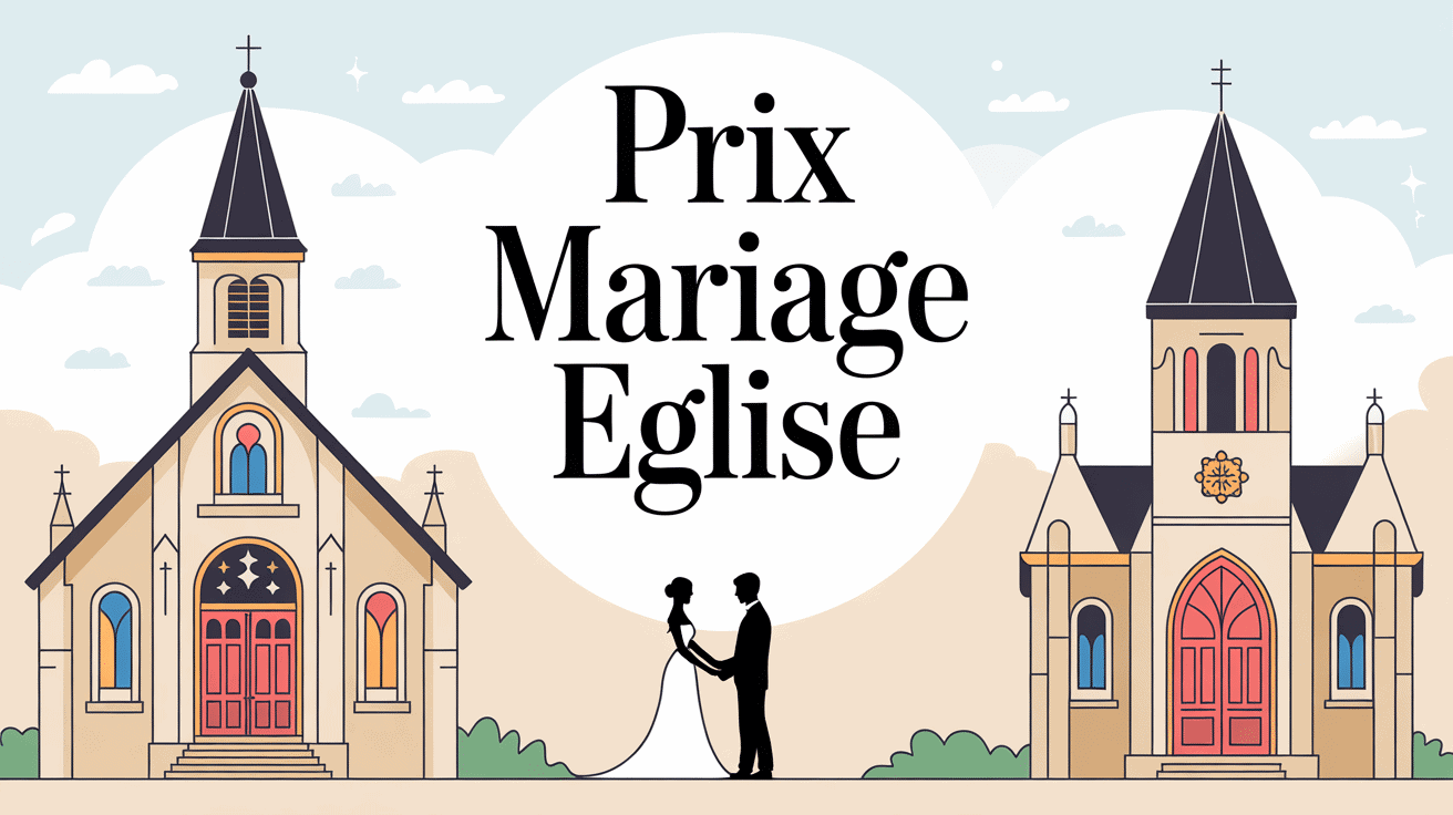 prix eglise mariage illustration couple devant eglise