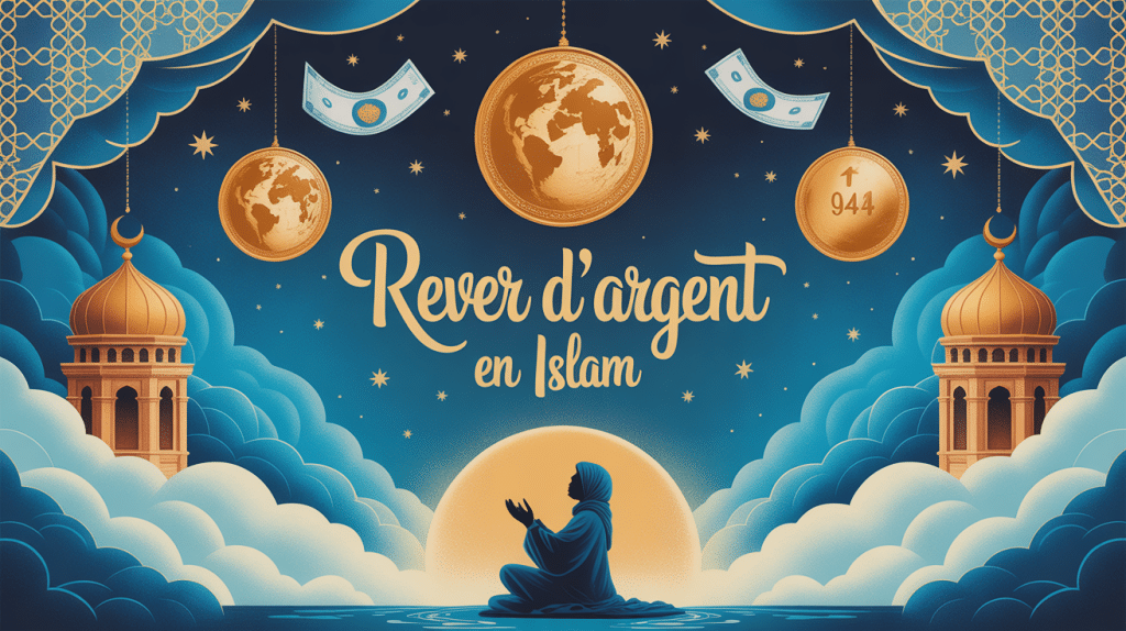 Illustration reve d'argent islam ciel etoile et or