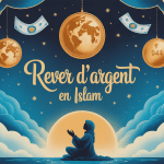 Illustration reve d'argent islam ciel etoile et or