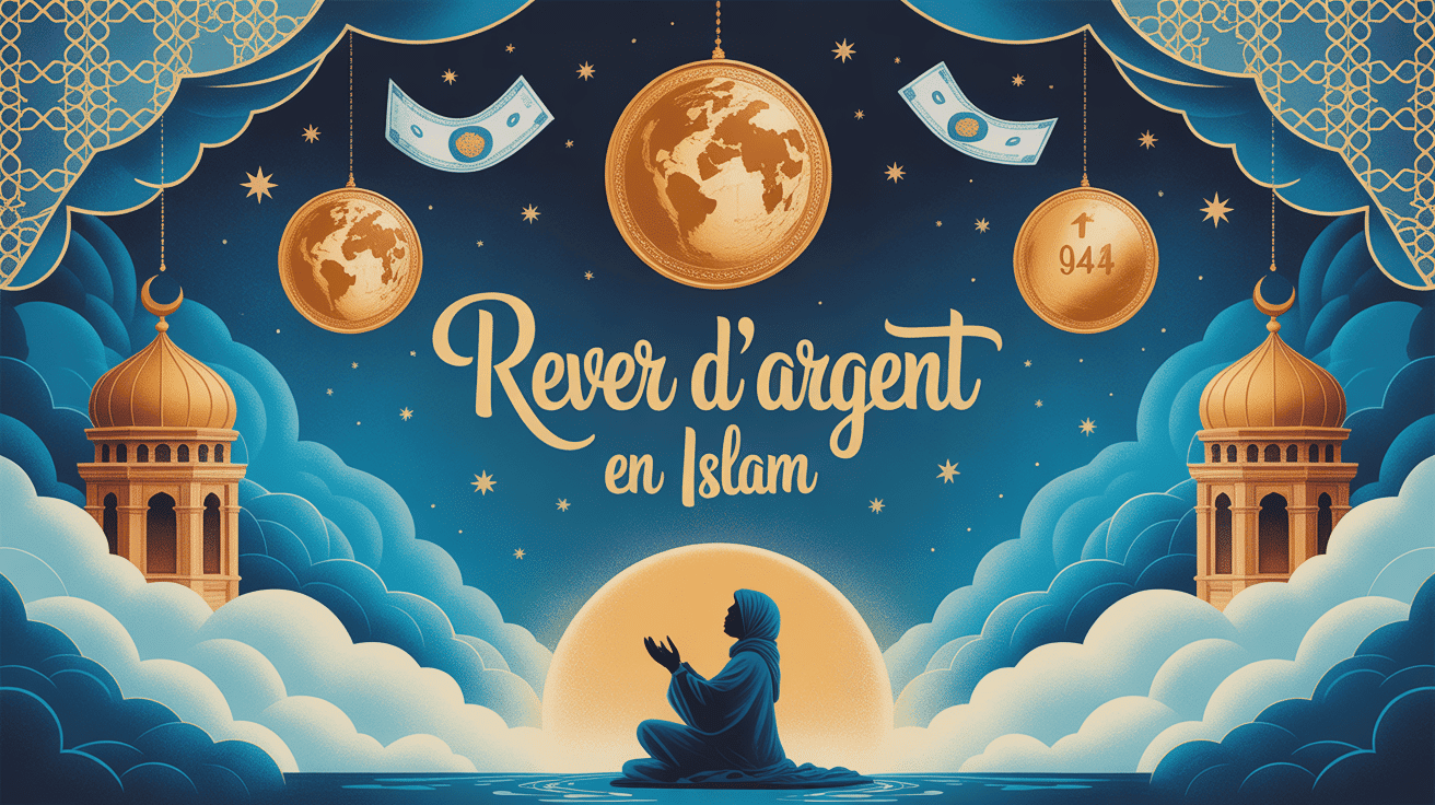 Illustration reve d'argent islam ciel etoile et or