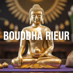 signification du bouddha rieur statue dorée ambiance zen