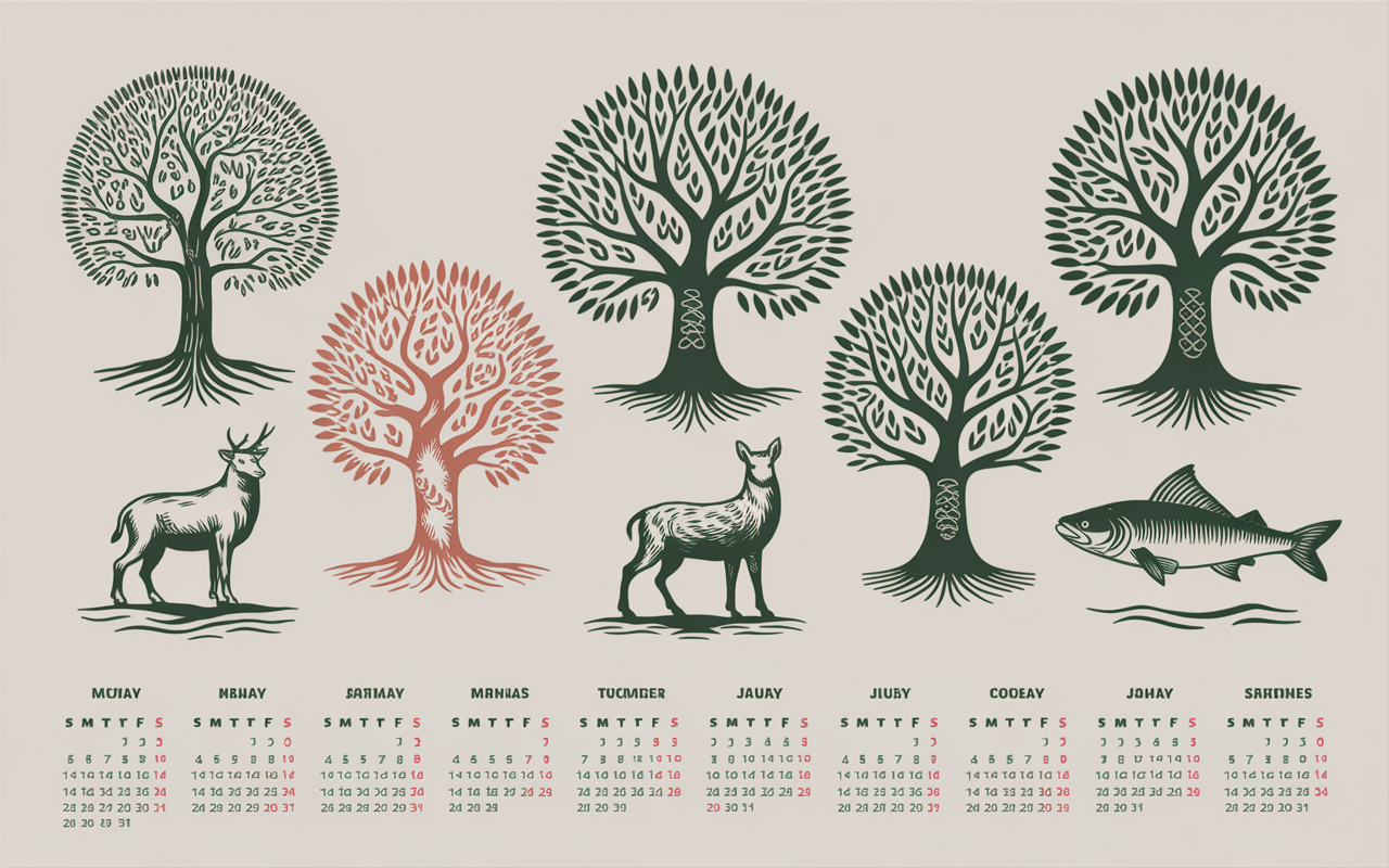 astro celte arbres animaux symboles calendrier