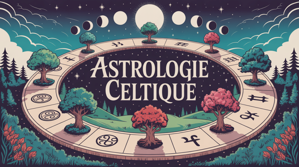 Illustration astrologie celtique cercle treize arbres calendrier lunaire