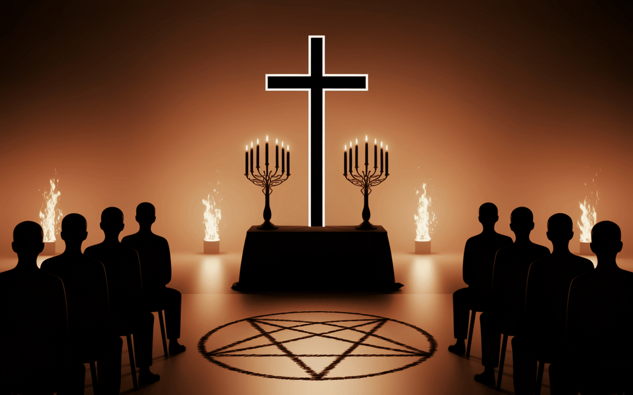 croix satanisme rituel autel cérémonie