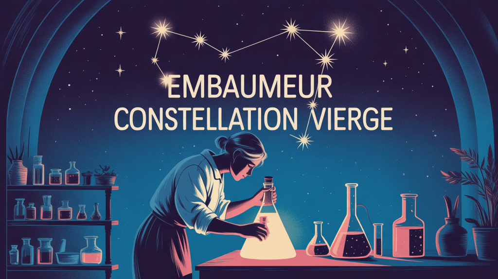 Embaumeur constellation vierge sous ciel étoilé laboratoire