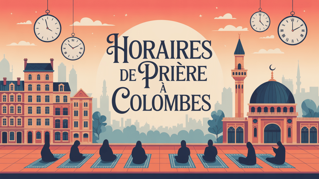 horaire priere colombes illustration mosquee et ville