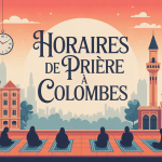 horaire priere colombes illustration mosquee et ville