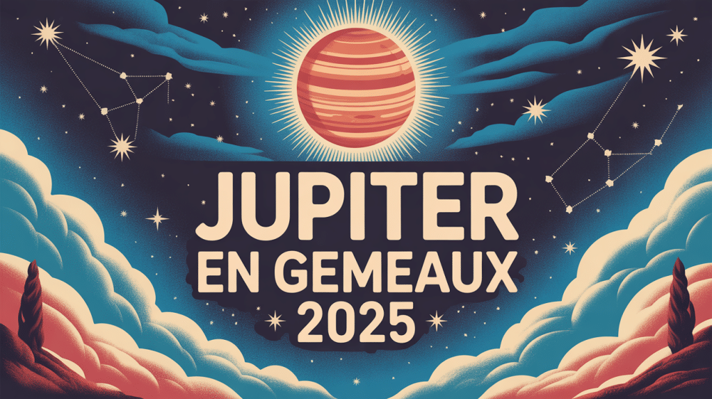 jupiter en gémeaux 2025 illustration astrologique planète dorée