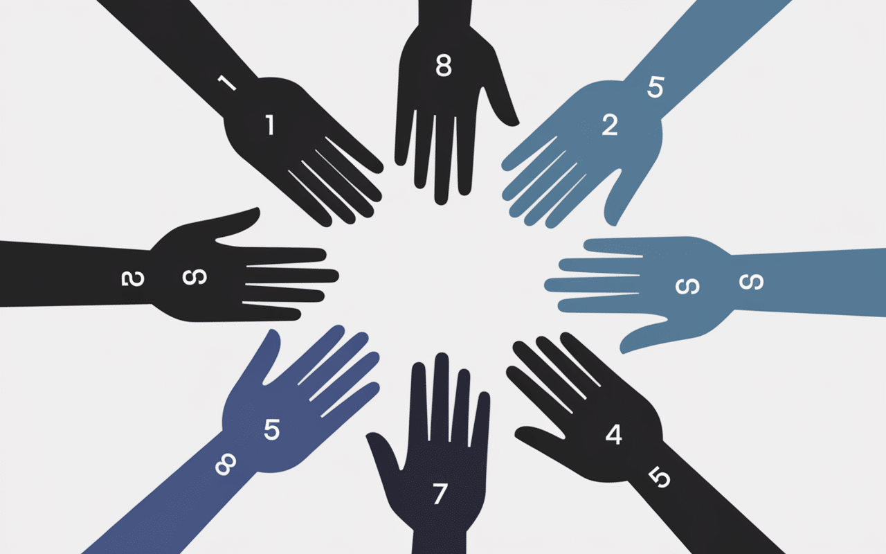 Les 7 formes des mains différents styles en cercle