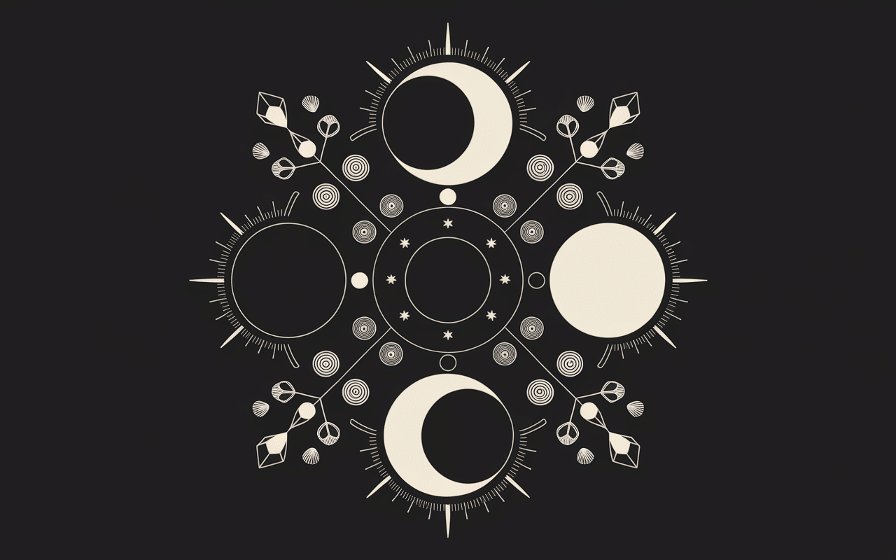 Diagramme artistique phases lune symbolique mystique