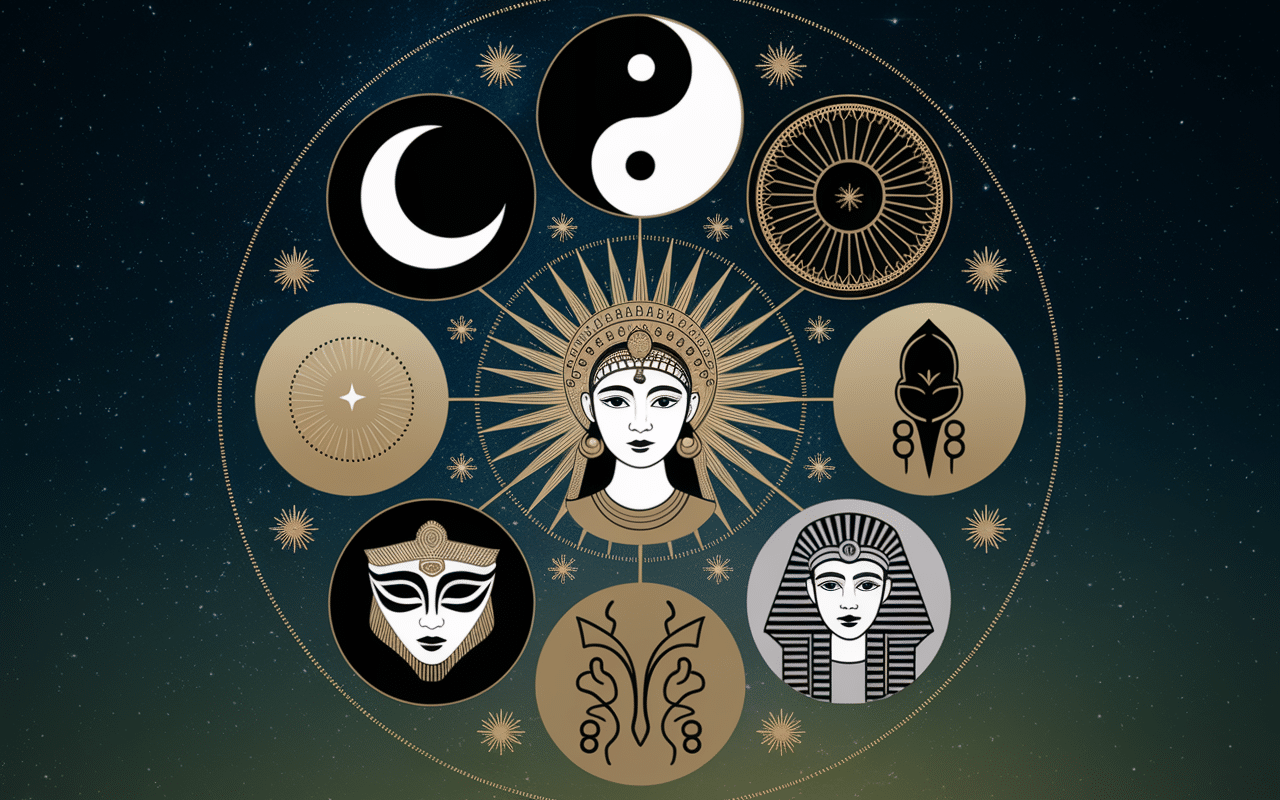 Symboles culturels lune symbolique en cercle