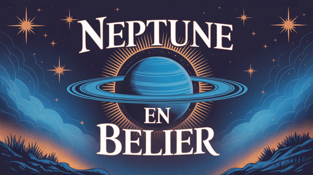 Illustration mystique Neptune en Belier fusion astrologique étoiles énergie cosmique
