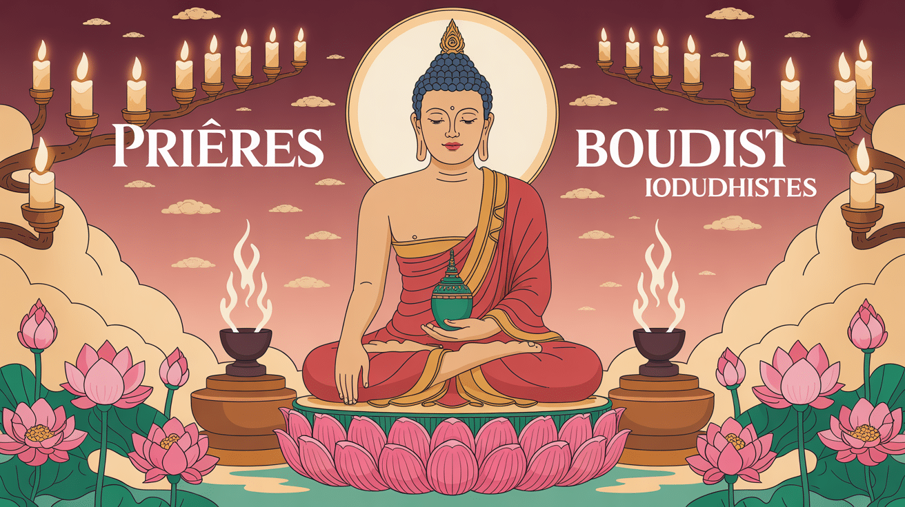 Prières bouddhistes Bouddha méditation lotus bougies
