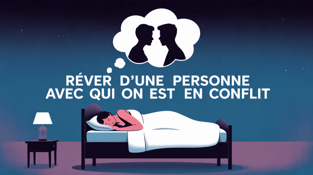 rêver d une personne avec qui on est en conflit illustration lit nuit