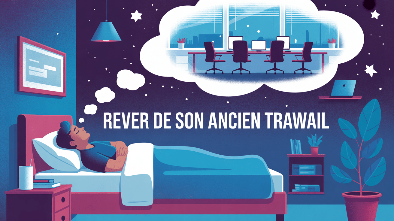 Rever de son ancien travail illustration lit et bureau