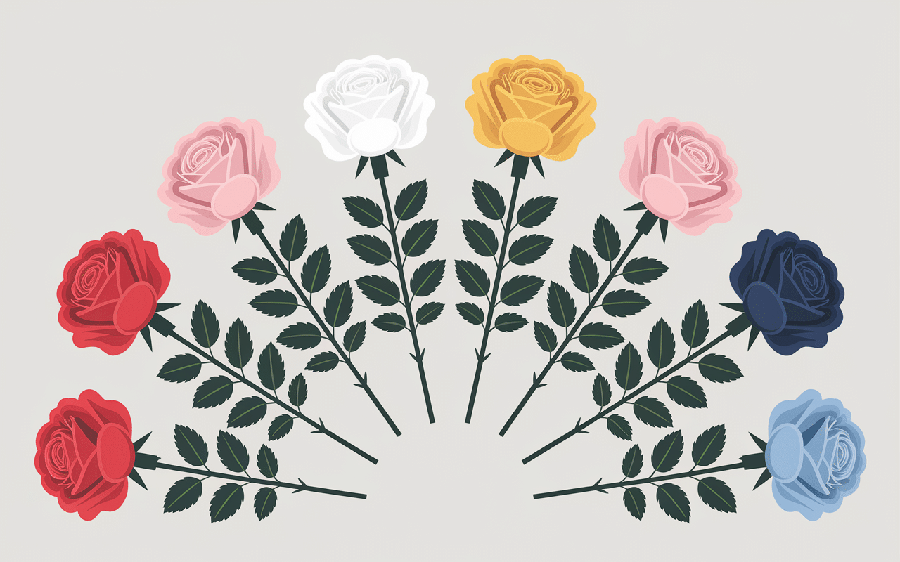 Rose symbole palette de couleurs variétés