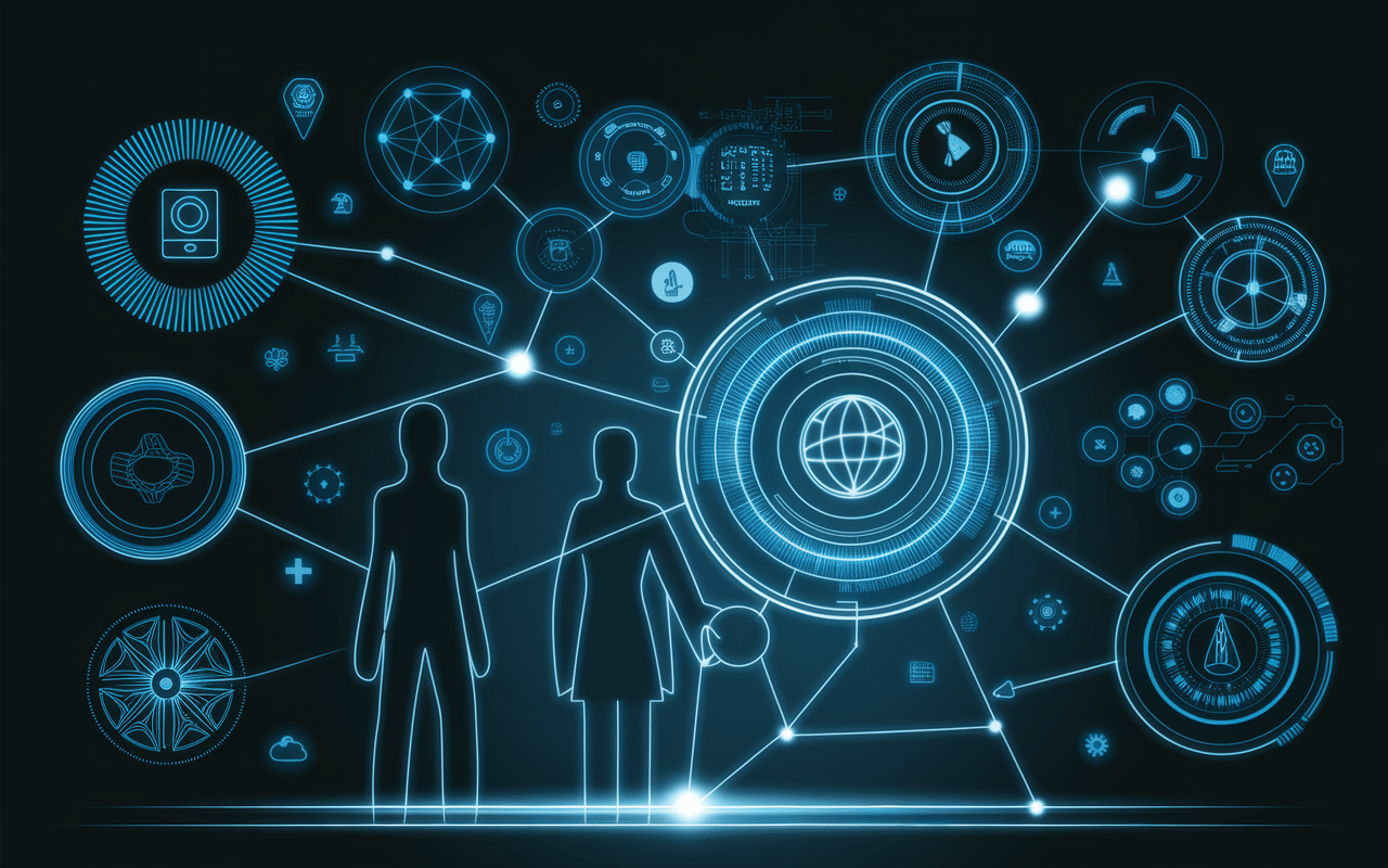 Illustration société technologie ecologie ere du verseau