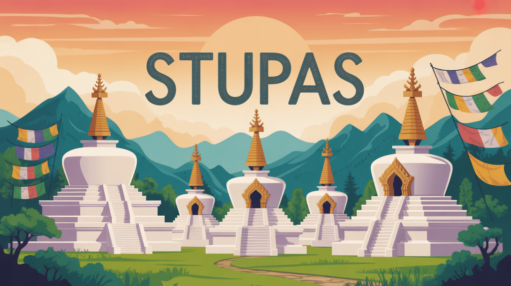 vue panoramique stupa paysages et montagnes