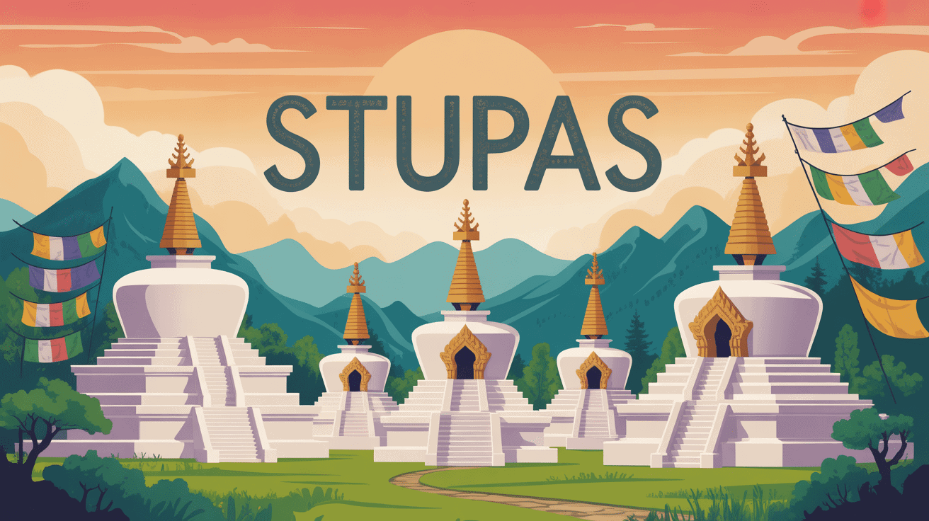 vue panoramique stupa paysages et montagnes