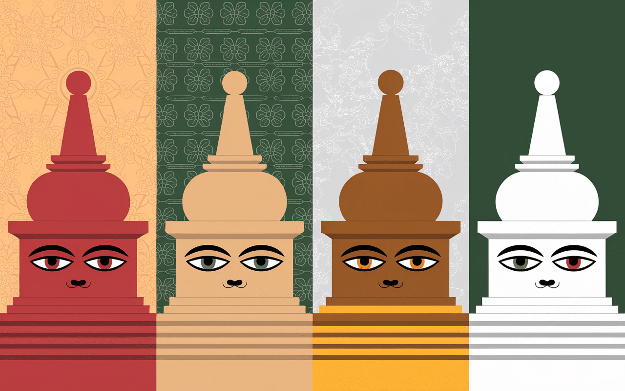 styles stupa Inde Népal Birmanie Sri Lanka carte