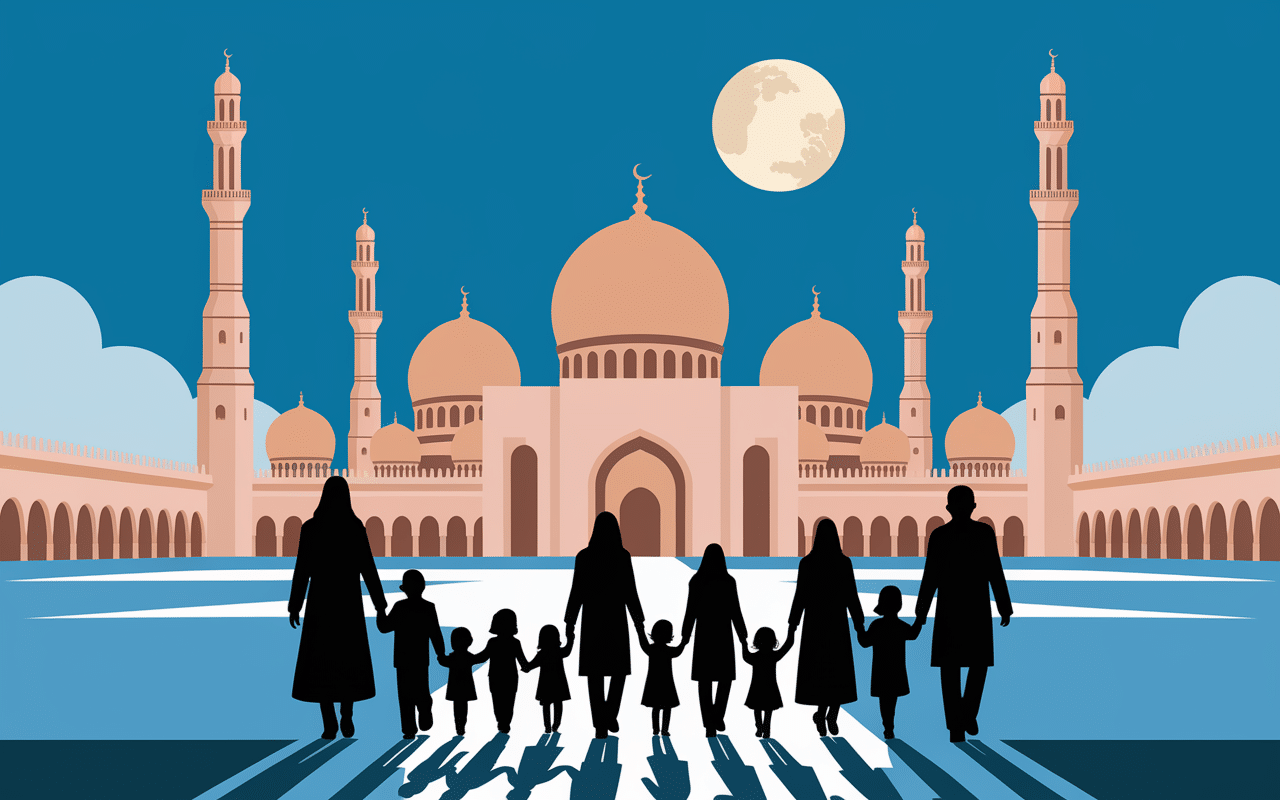 famille mosquée croissant lune tabaski 2024
