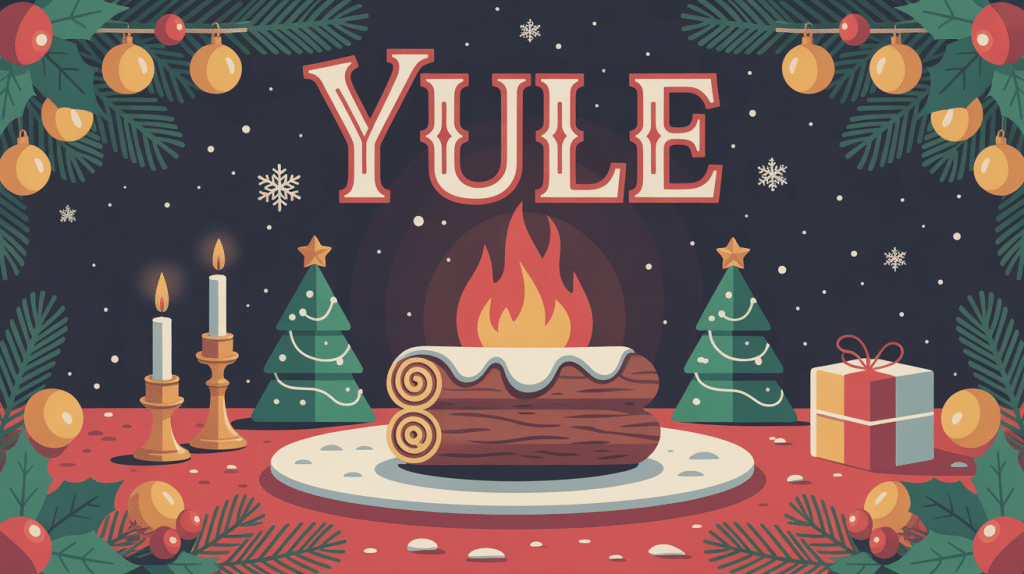 image yule 2024 bûche feu solstice