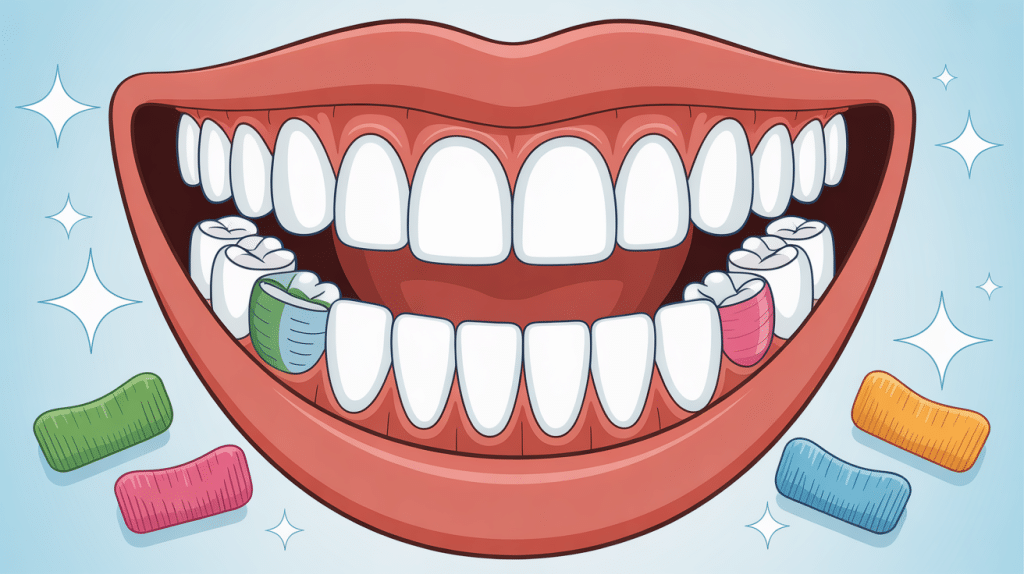 Illustration bouche avec brossettes interdentaires