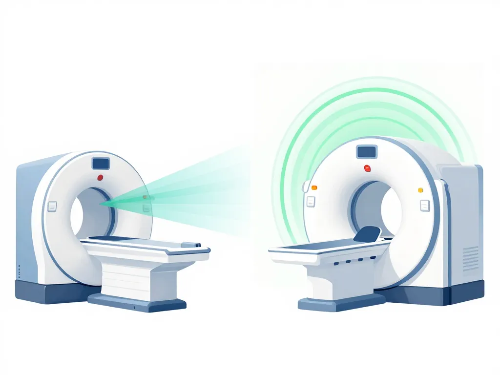 Schéma différence entre scanner et irm technologie