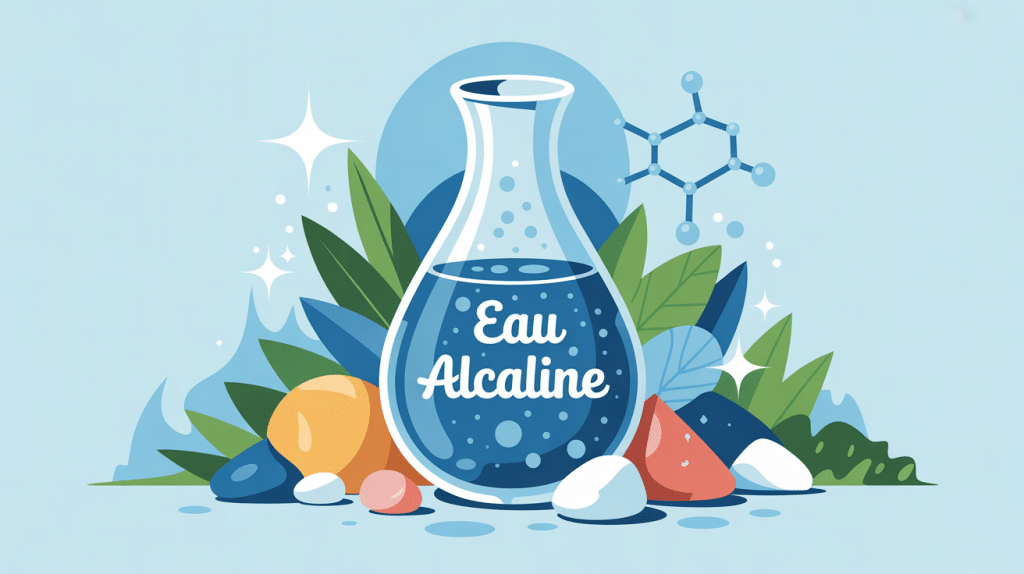 Illustration carafe et minéraux eau alcaline