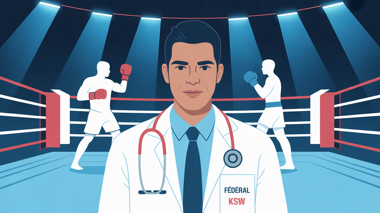 medecin federal ksw sur ring avec athletes