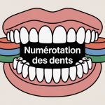Schéma illustrant la bouche et les dents numérotées avec cadrans
