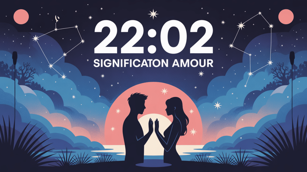 22:02 signification amour illustration symbolique silhouettes et constellations