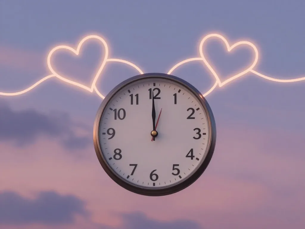 23h22 signification amour illustration coeur horloge miroir