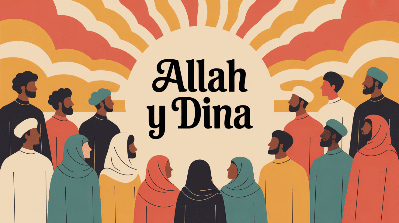 Illustration vectorielle allah y dina ambiance spirituelle collective Maghreb